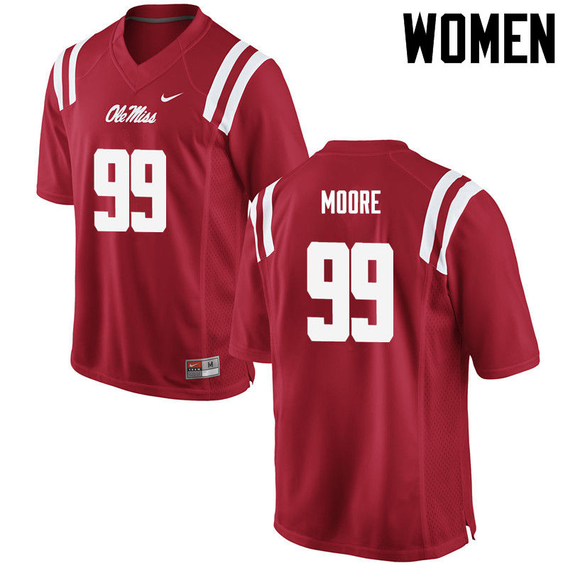 Women Ole Miss Rebels #99 Herbert Moore College Football Jerseys-Red